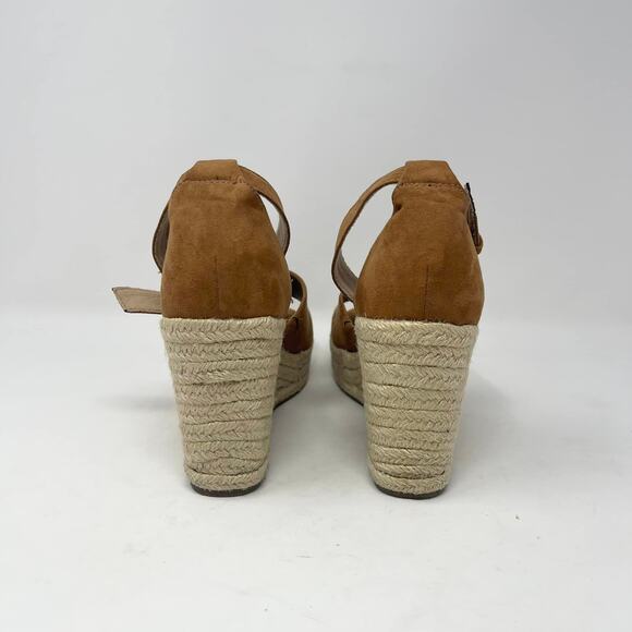 Universal Thread Cognac Brown Faux Suede Espadrille Wedge Sandals - Picture 3 of 8